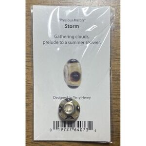 Unopened Rare Fenton Silver Pandora STORM Art Glass Charm- Signed By Artist